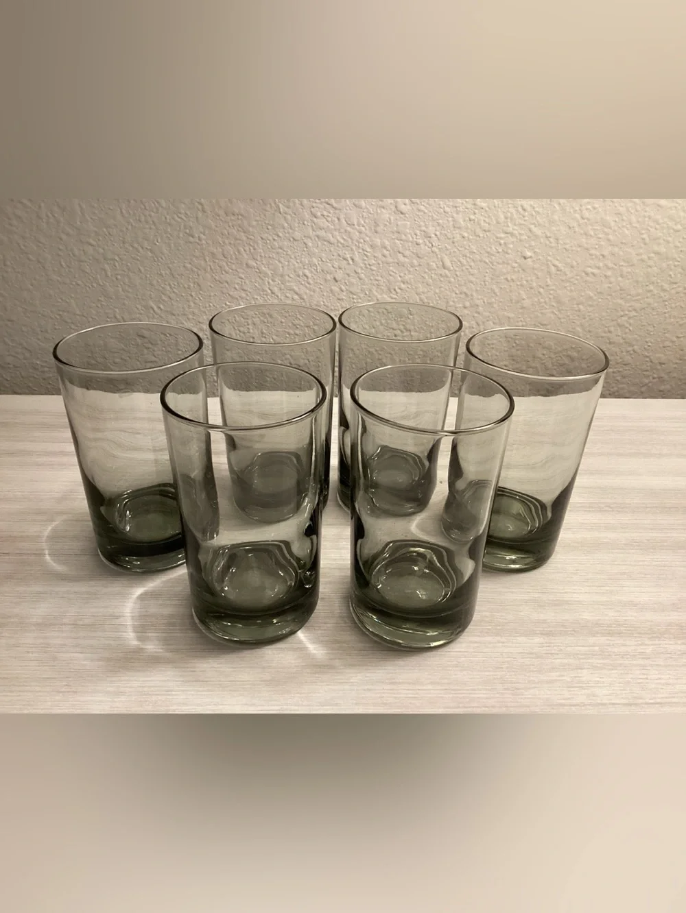 Vtg Libbey Gray Smoke Juice Glasses Set Of 6 - 1970s MCM Retro Barware - IEC